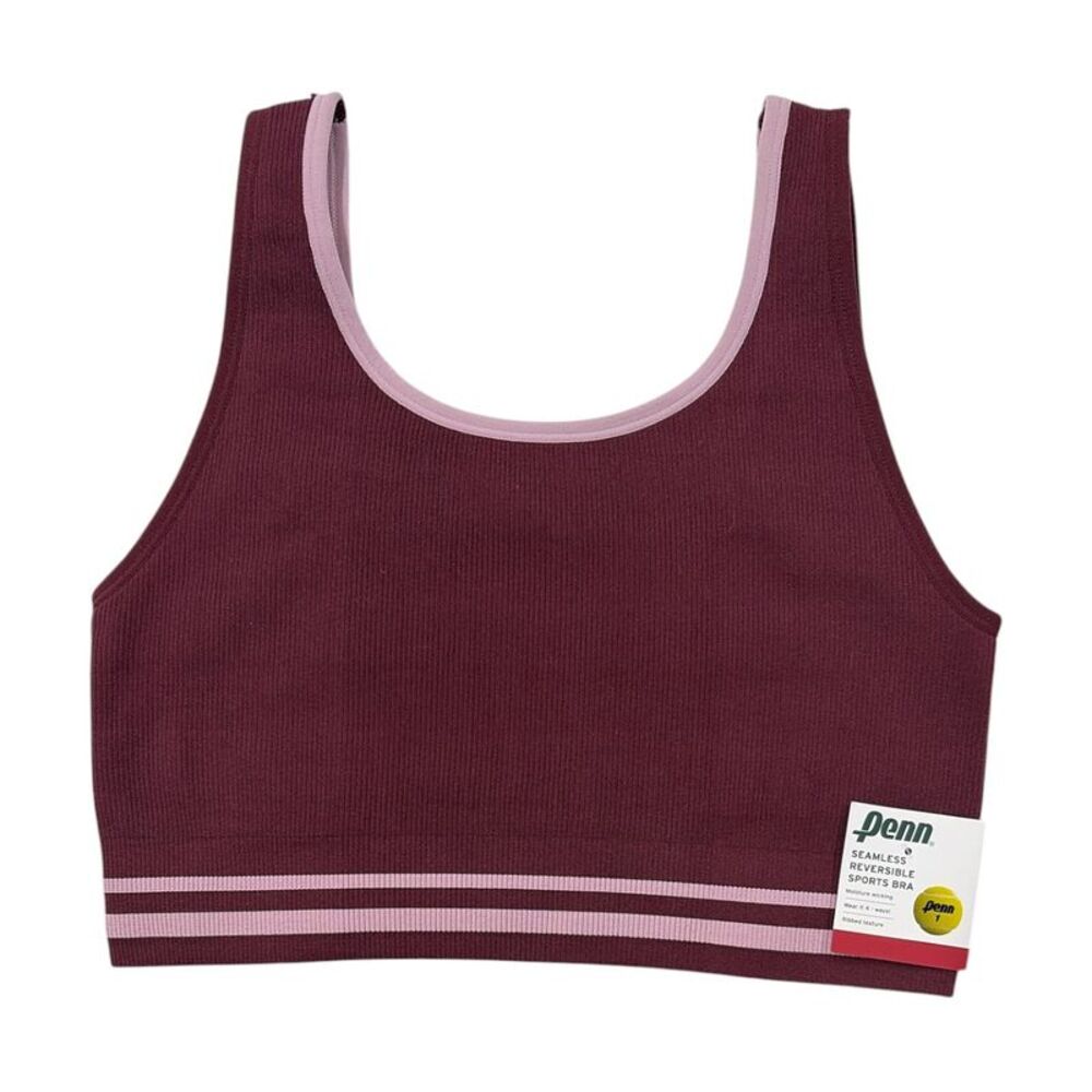 Windsor Wine - Penn Womens Seamless Reversible Sports Bra, Moisture Wicking Ribb